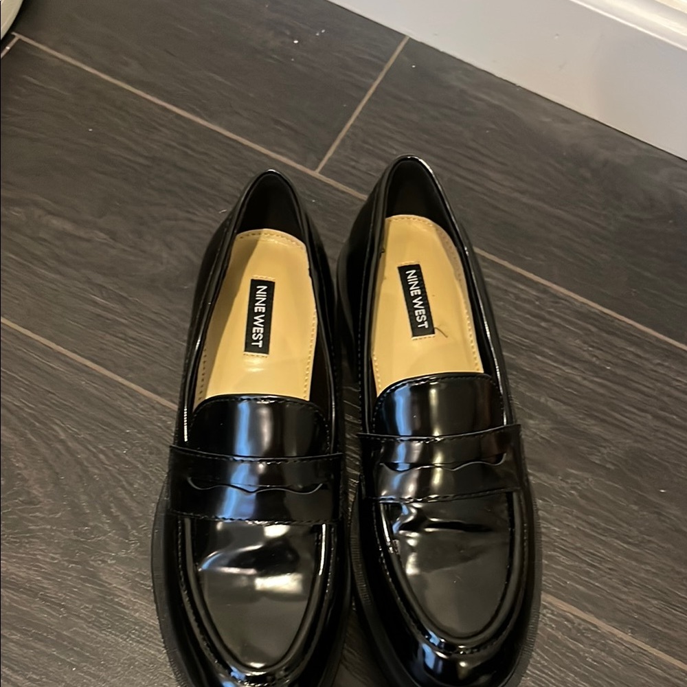 Nine West Black Patent Leather Loafers